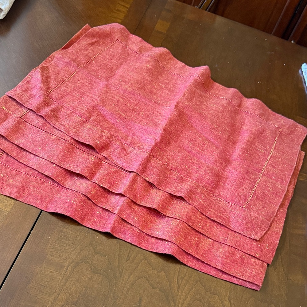 Set of 4 KOKON 100% linen Red table placemats